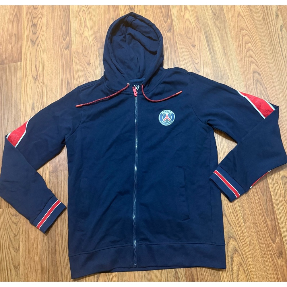 Paris Saint-Germain PSG Hoodie Mens Small Full Zip Football Navy